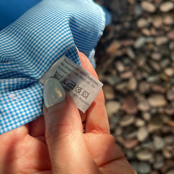 Eton Classic men’s 46/18 blue/white plaid dress shirt - Picture 4 of 6